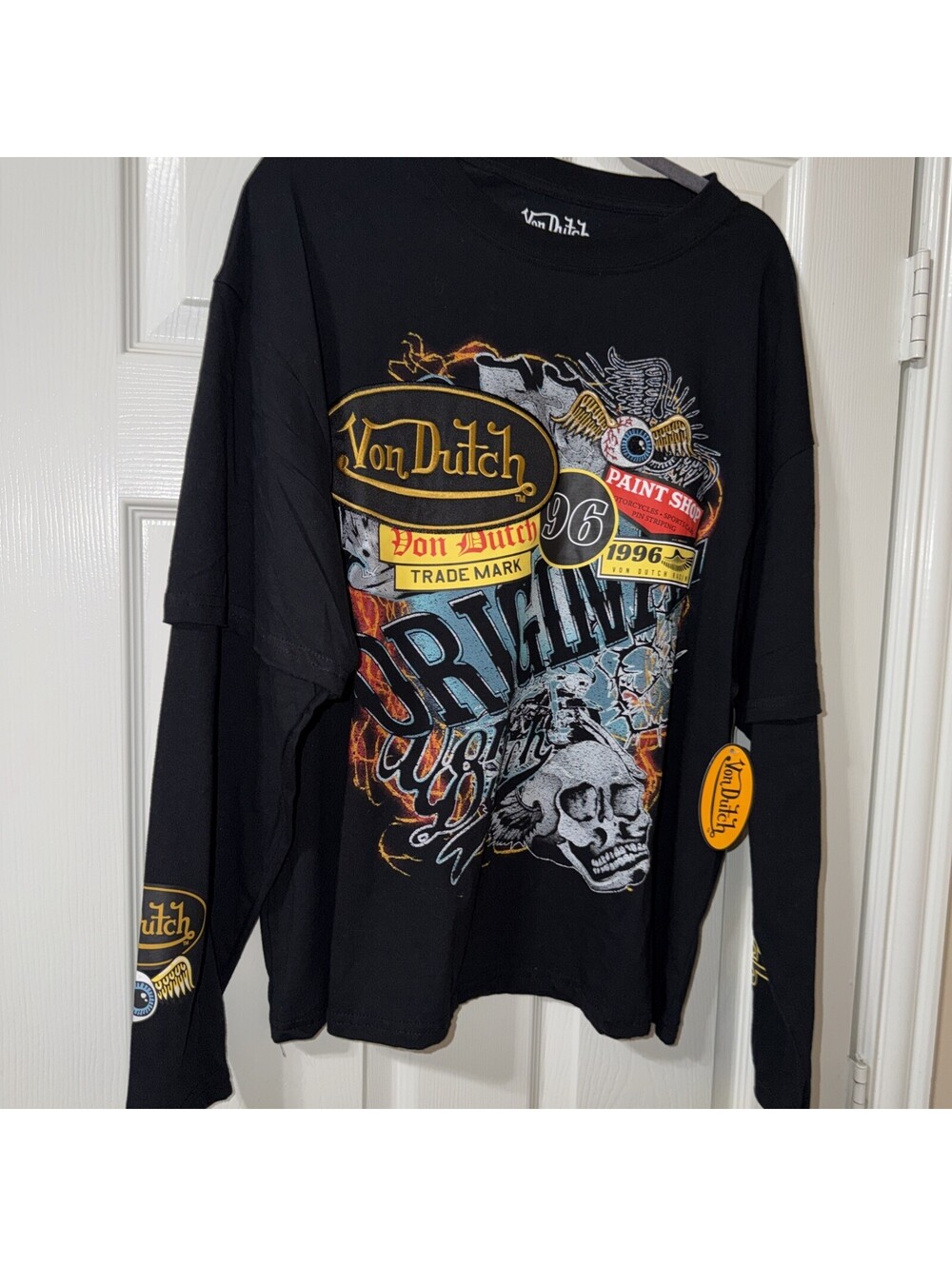 T-Shirt Von Dutch Racing Paint Shop Long Sleeve Crew Neck Size L NWT